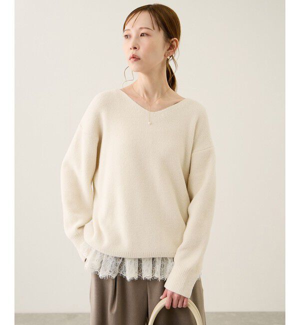 Rope&rsquo;Picnic「【新色追加】スフレニットシリーズ Vネックニットプルオーバー/イージーケア・リンクコーデ」|ニット・セーター|