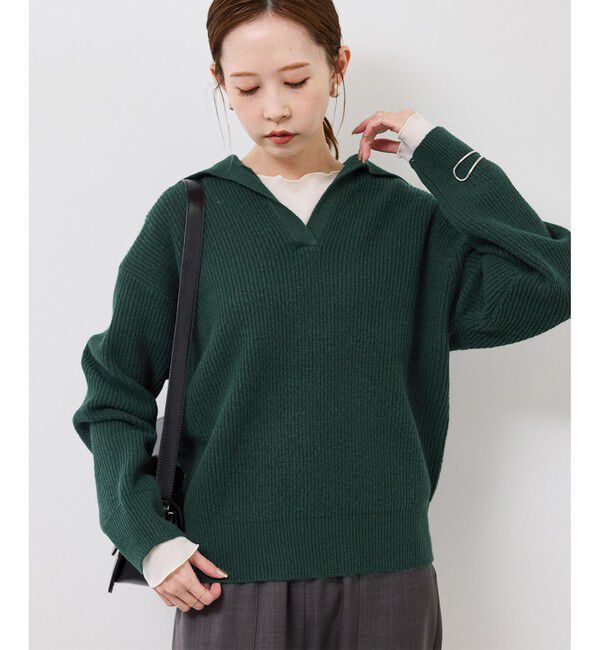 Rope&rsquo;Picnic「スキッパーポロニットプルオーバー/イージーケア」|ニット・セーター|