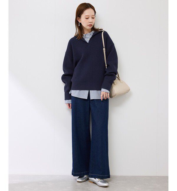 Rope&rsquo;Picnic「スキッパーポロニットプルオーバー/イージーケア」|ニット・セーター|