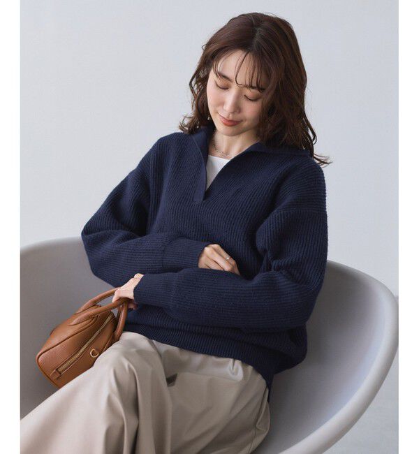 Rope&rsquo;Picnic「スキッパーポロニットプルオーバー/イージーケア」|ニット・セーター|