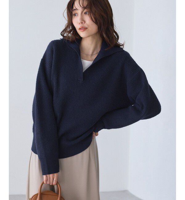 Rope&rsquo;Picnic「スキッパーポロニットプルオーバー/イージーケア」|ニット・セーター|