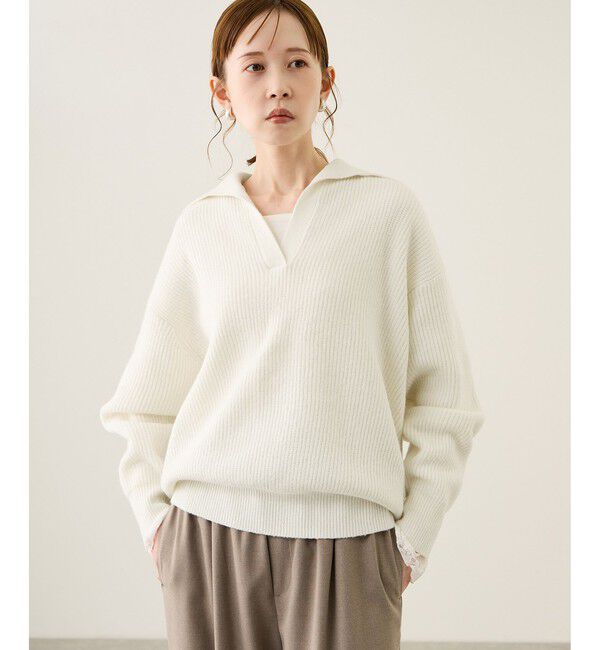 Rope&rsquo;Picnic「スキッパーポロニットプルオーバー/イージーケア」|ニット・セーター|