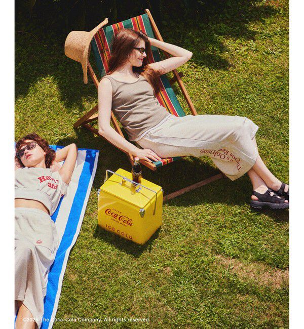 Rope&rsquo;Picnic「【Coca-Cola】【汗染み加工・セットアップ対応】ラメ入りミニ裏毛フレンチスリーブTシャツ」|Tシャツ・カットソー|