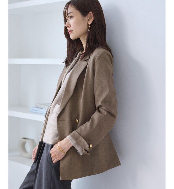 Rope&rsquo;Picnic「【WEB限定】レディハンサムシリーズ ウールライク金ボタンミドル丈ジャケット(総裏地)」|テーラードジャケット|