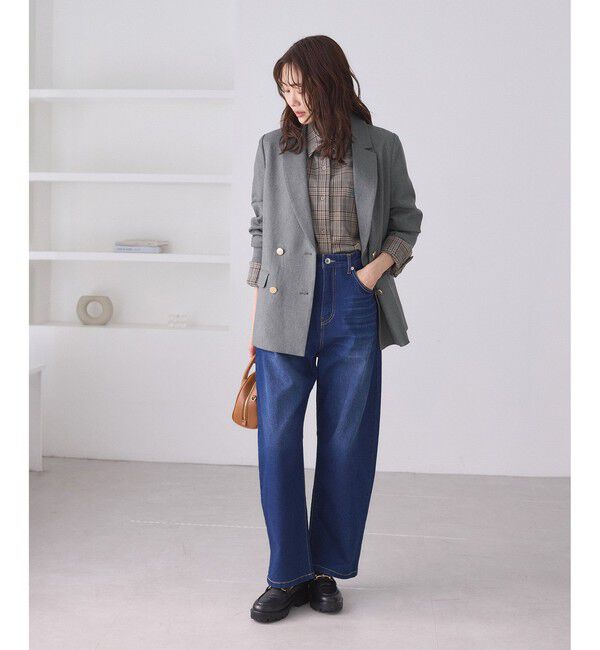 Rope&rsquo;Picnic「【WEB限定】レディハンサムシリーズ ウールライク金ボタンミドル丈ジャケット(総裏地)」|テーラードジャケット|