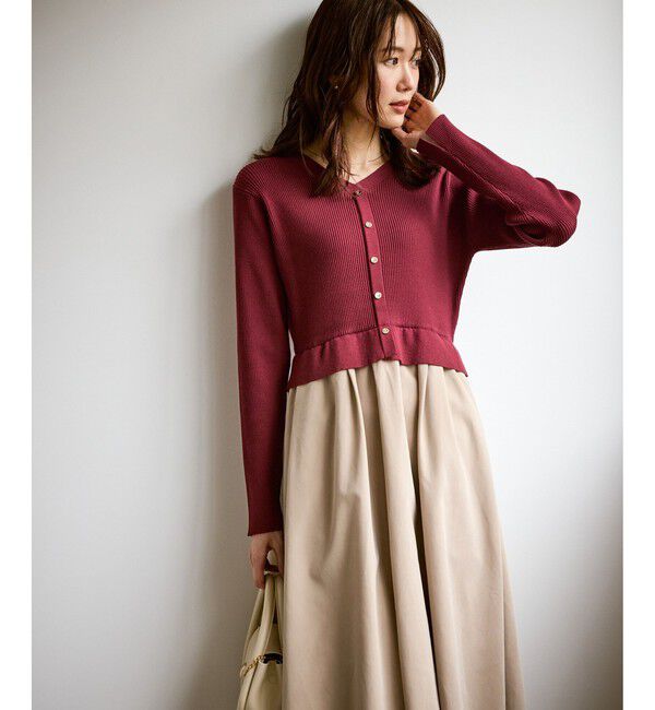 Rope&rsquo;Picnic「【新色追加】メタル釦ドッキングワンピース」|ワンピース|ワイン(66)