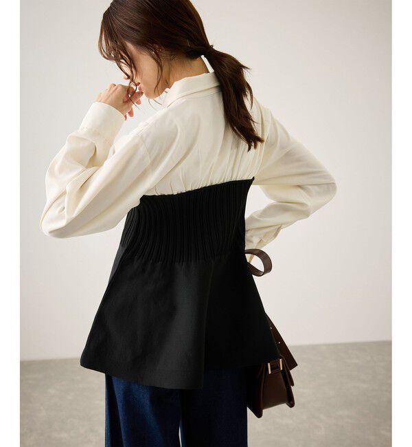 Rope&rsquo;Picnic「シャツドッキングペプラムニット」|シャツ・ブラウス|