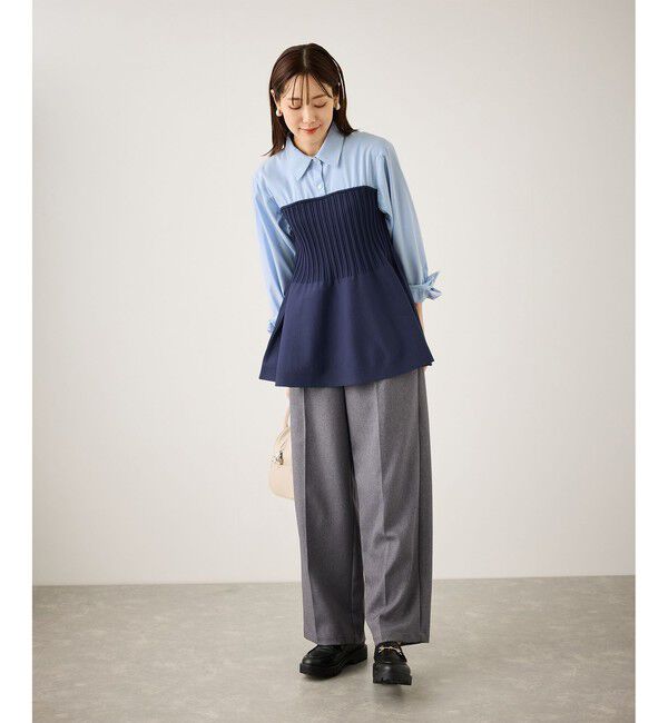 Rope&rsquo;Picnic「シャツドッキングペプラムニット」|シャツ・ブラウス|