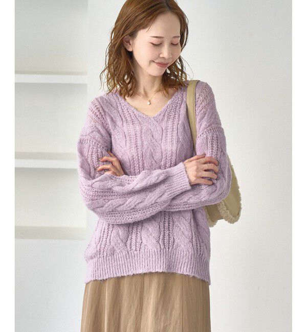 Rope&rsquo;Picnic「ゆるケーブル編みVネックニット」|ニット・セーター|