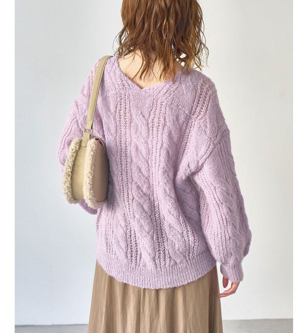 Rope&rsquo;Picnic「ゆるケーブル編みVネックニット」|ニット・セーター|