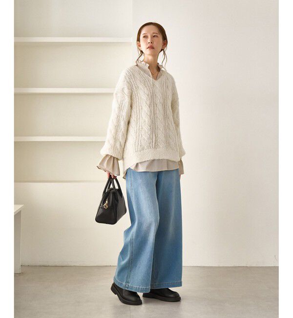 Rope&rsquo;Picnic「ゆるケーブル編みVネックニット」|ニット・セーター|