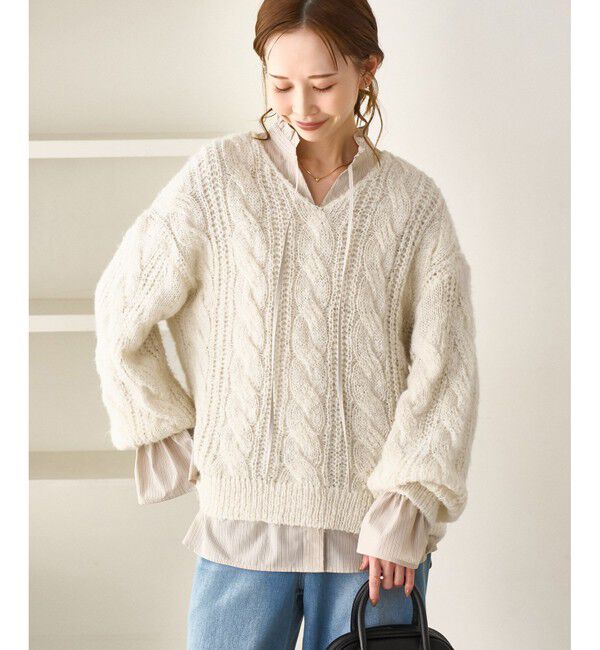 Rope&rsquo;Picnic「ゆるケーブル編みVネックニット」|ニット・セーター|キナリ(16)