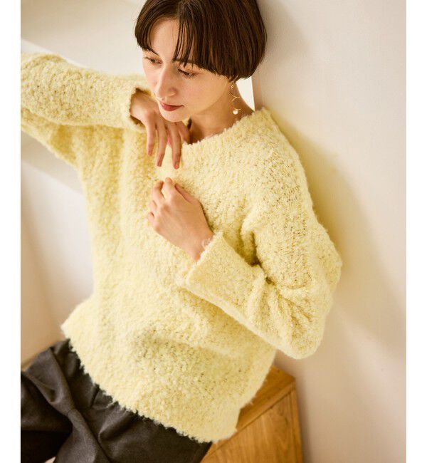Rope&rsquo;Picnic「ブークレカラーニット」|ニット・セーター|イエロー(80)