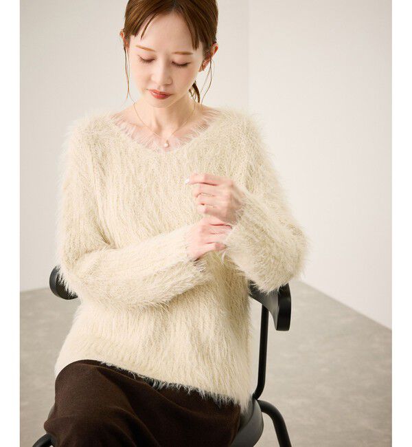 Rope&rsquo;Picnic「フェザーVネックニット」|ニット・セーター|