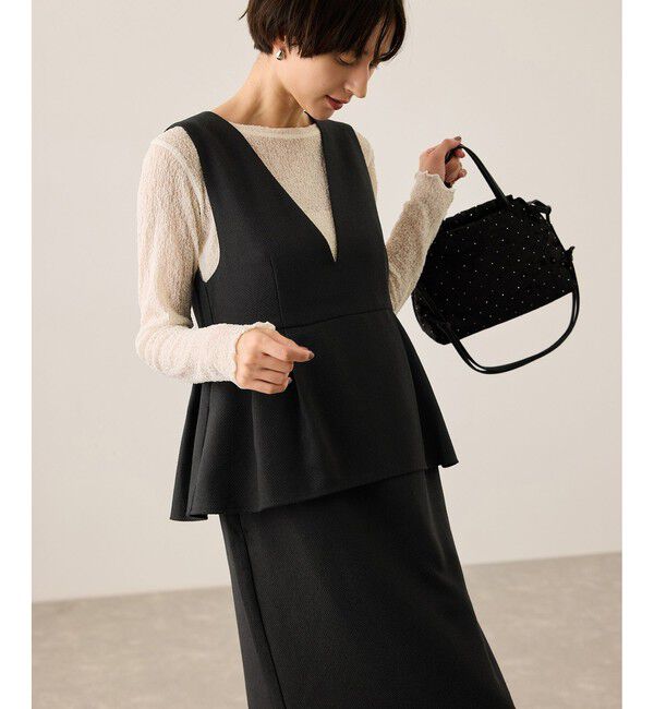 Rope&rsquo;Picnic「【新色追加】レイヤード風ペプラムジャンパースカート」|ワンピース|