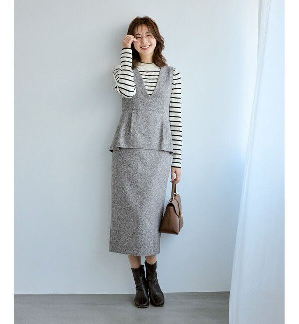 Rope&rsquo;Picnic「【新色追加】レイヤード風ペプラムジャンパースカート」|ワンピース|