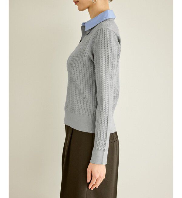 Rope&rsquo;Picnic「ダブルカラーミニケーブルニット」|ニット・セーター|