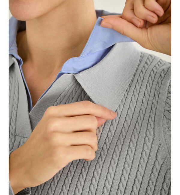 Rope&rsquo;Picnic「ダブルカラーミニケーブルニット」|ニット・セーター|