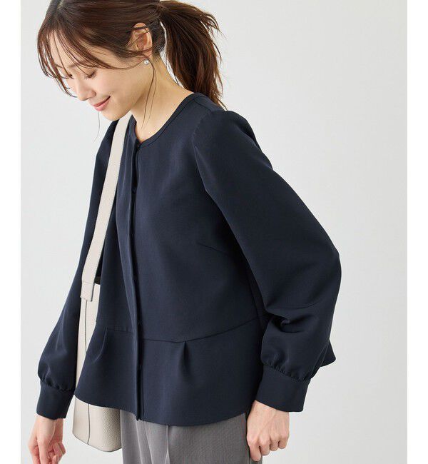 Rope&rsquo;Picnic「【WEB限定】360&deg;ウルトラストレッチ 羽織れるペプラムブラウス/ 花粉ガード・セットアップ対応」|シャツ・ブラウス|