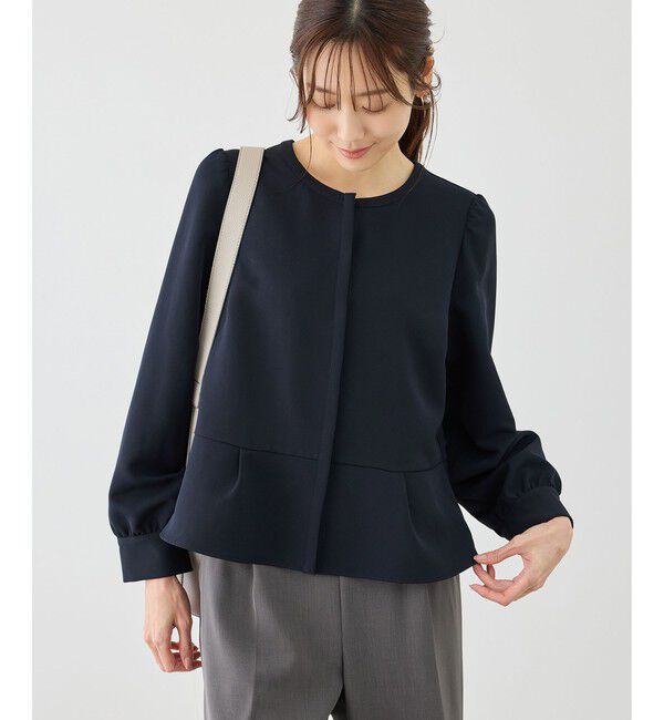 Rope&rsquo;Picnic「【WEB限定】360&deg;ウルトラストレッチ 羽織れるペプラムブラウス/ 花粉ガード・セットアップ対応」|シャツ・ブラウス|