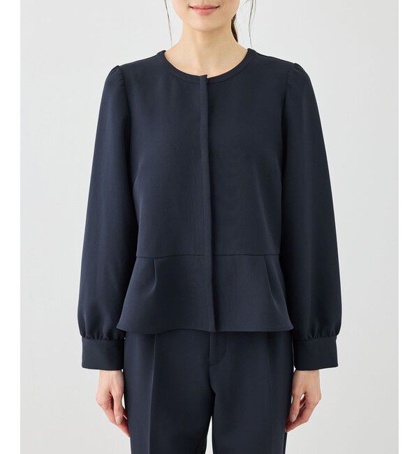 Rope&rsquo;Picnic「【WEB限定】360&deg;ウルトラストレッチ 羽織れるペプラムブラウス/ 花粉ガード・セットアップ対応」|シャツ・ブラウス|