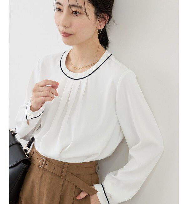 Rope&rsquo;Picnic「【WEB限定サイズ】配色アソートフロントタックブラウス」|シャツ・ブラウス|ホワイト系(11)