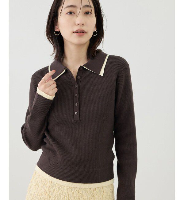 Rope&rsquo;Picnic「レイヤード風リブポロニット」|ニット・セーター|