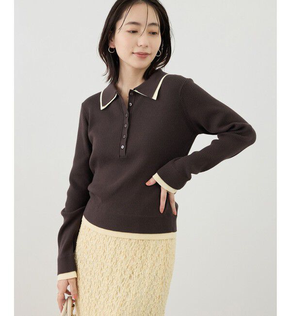 Rope&rsquo;Picnic「レイヤード風リブポロニット」|ニット・セーター|