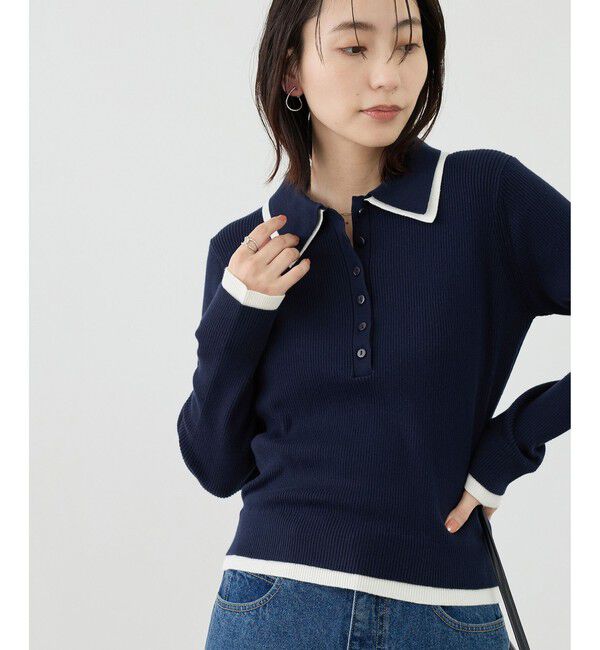 Rope&rsquo;Picnic「レイヤード風リブポロニット」|ニット・セーター|