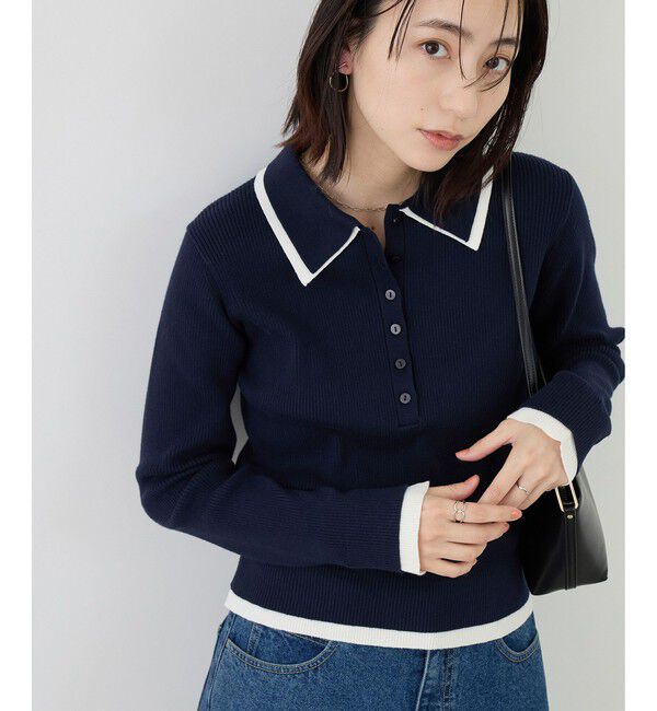 Rope&rsquo;Picnic「レイヤード風リブポロニット」|ニット・セーター|