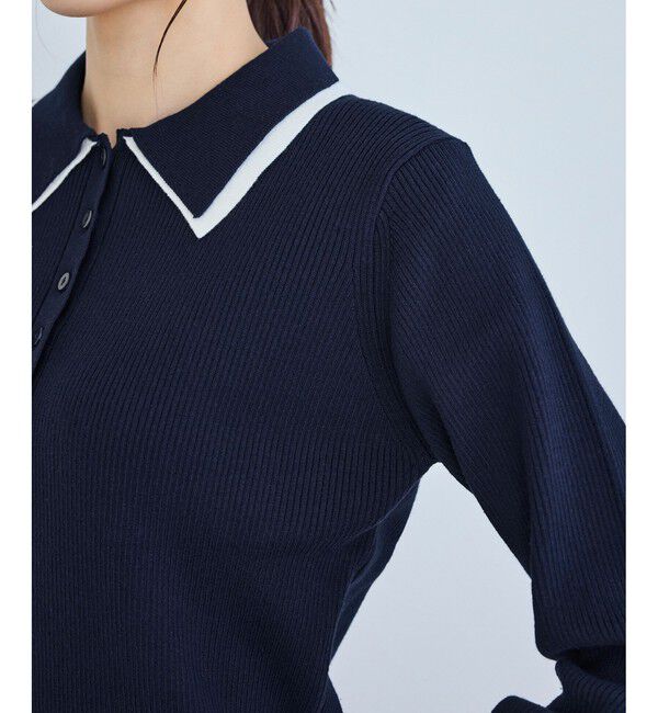 Rope&rsquo;Picnic「レイヤード風リブポロニット」|ニット・セーター|