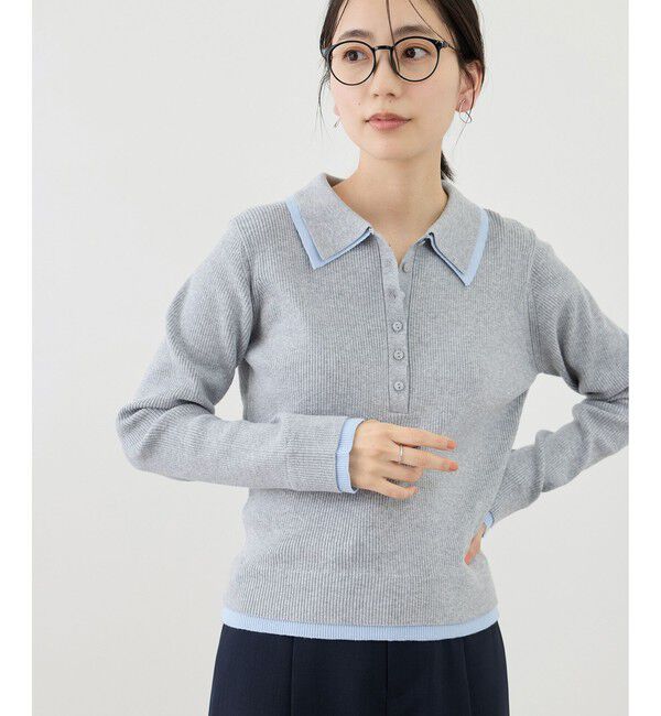 Rope&rsquo;Picnic「レイヤード風リブポロニット」|ニット・セーター|