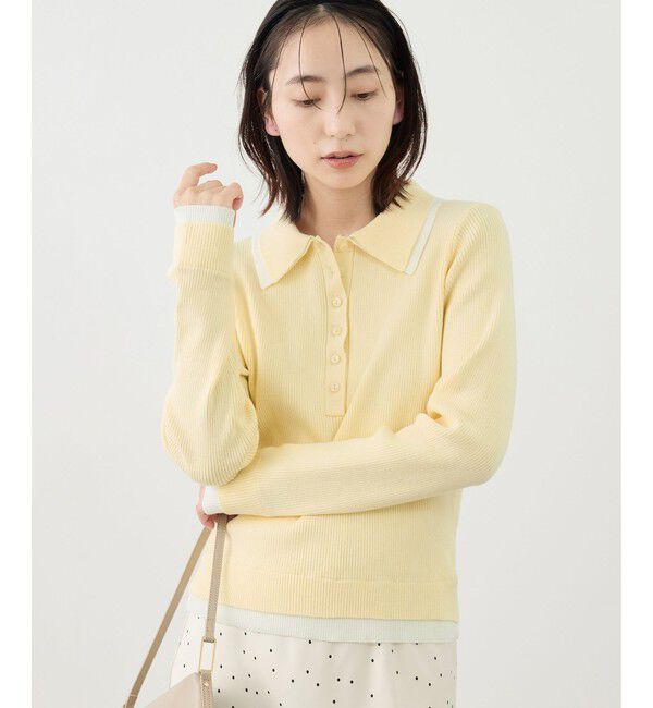 Rope&rsquo;Picnic「レイヤード風リブポロニット」|ニット・セーター|クリーム(83)