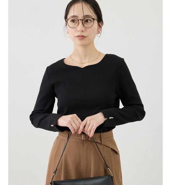 Rope&rsquo;Picnic「ハートネックリブジャケットインナー」|Tシャツ・カットソー|