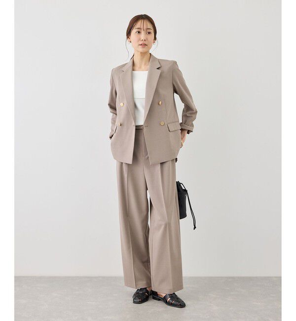 Rope&rsquo;Picnic「カナパ ベルト付きワイドパンツ/セットアップ対応・UV・抗菌防臭・接触冷感」|チノ|