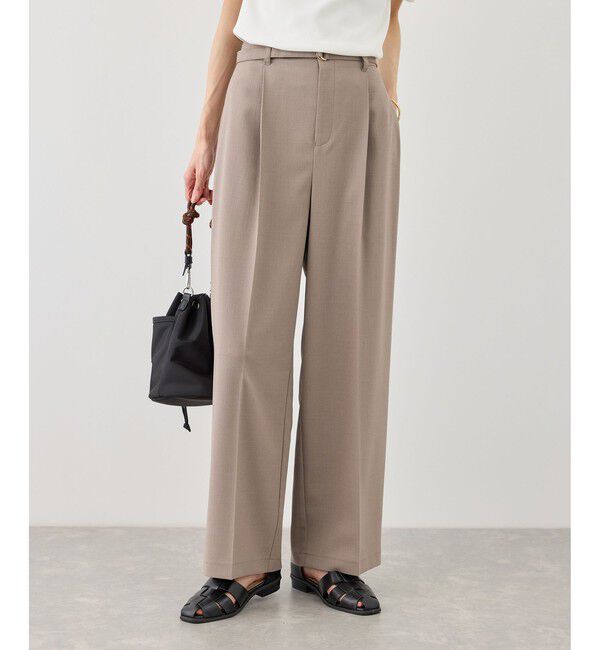 Rope&rsquo;Picnic「カナパ ベルト付きワイドパンツ/セットアップ対応・UV・抗菌防臭・接触冷感」|チノ|