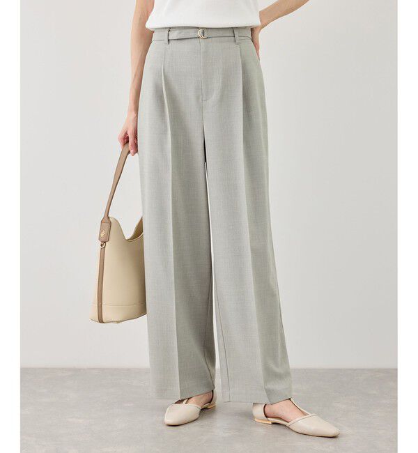 Rope&rsquo;Picnic「カナパ ベルト付きワイドパンツ/セットアップ対応・UV・抗菌防臭・接触冷感」|チノ|