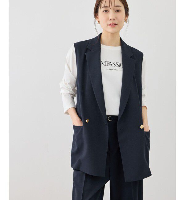 Rope&rsquo;Picnic「カナパ スリーブレスジレ/セットアップ対応・UV・抗菌防臭・接触冷感」|ベスト・ジレ|