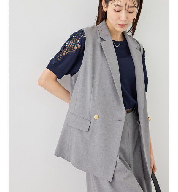 Rope&rsquo;Picnic「カナパ スリーブレスジレ/セットアップ対応・UV・抗菌防臭・接触冷感」|ベスト・ジレ|