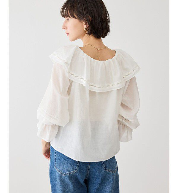 Rope&rsquo;Picnic「お着軽シャツシリーズ コットンボイルレース使いオフショルブラウス/接触冷感・通気性」|シャツ・ブラウス|