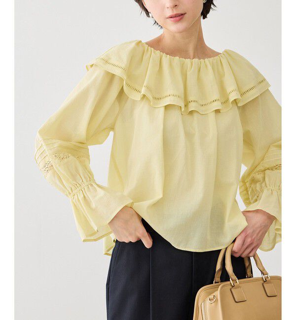 Rope&rsquo;Picnic「お着軽シャツシリーズ コットンボイルレース使いオフショルブラウス/接触冷感・通気性」|シャツ・ブラウス|