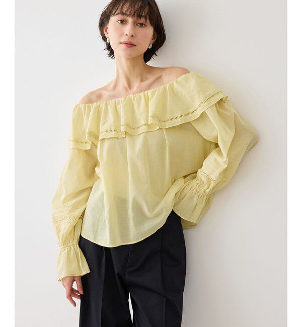 Rope&rsquo;Picnic「お着軽シャツシリーズ コットンボイルレース使いオフショルブラウス/接触冷感・通気性」|シャツ・ブラウス|