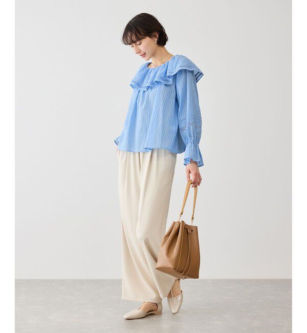 Rope&rsquo;Picnic「お着軽シャツシリーズ コットンボイルレース使いオフショルブラウス/接触冷感・通気性」|シャツ・ブラウス|