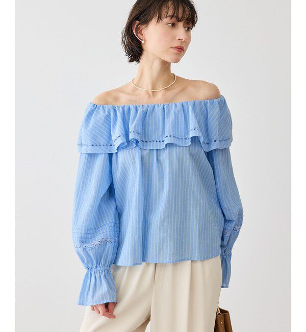 Rope&rsquo;Picnic「お着軽シャツシリーズ コットンボイルレース使いオフショルブラウス/接触冷感・通気性」|シャツ・ブラウス|