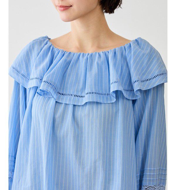 Rope&rsquo;Picnic「お着軽シャツシリーズ コットンボイルレース使いオフショルブラウス/接触冷感・通気性」|シャツ・ブラウス|