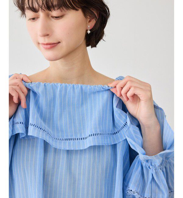 Rope&rsquo;Picnic「お着軽シャツシリーズ コットンボイルレース使いオフショルブラウス/接触冷感・通気性」|シャツ・ブラウス|
