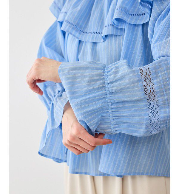 Rope&rsquo;Picnic「お着軽シャツシリーズ コットンボイルレース使いオフショルブラウス/接触冷感・通気性」|シャツ・ブラウス|
