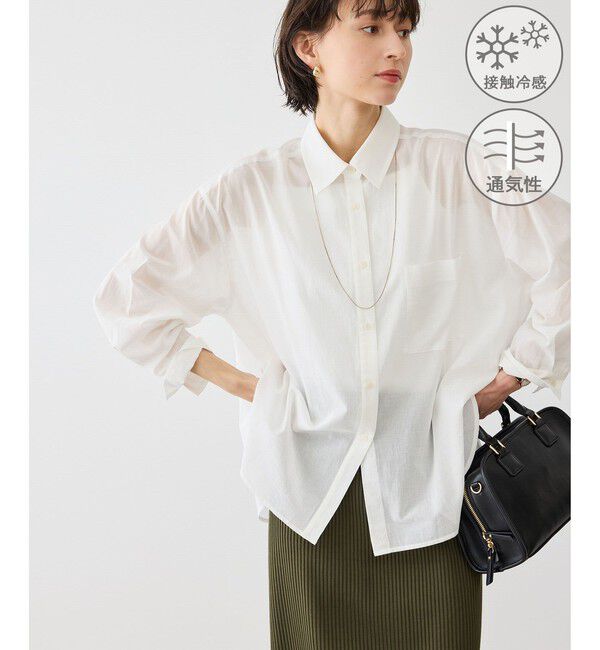 Rope&rsquo;Picnic「お着軽シャツシリーズ コットンボイル2WAYカシュクールシャツ/接触冷感・通気性」|シャツ・ブラウス|ホワイト(10)