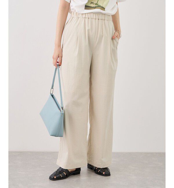 Rope&rsquo;Picnic「レーヨンナイロンイージーワイドパンツ」|チノ|オフホワイト(15)