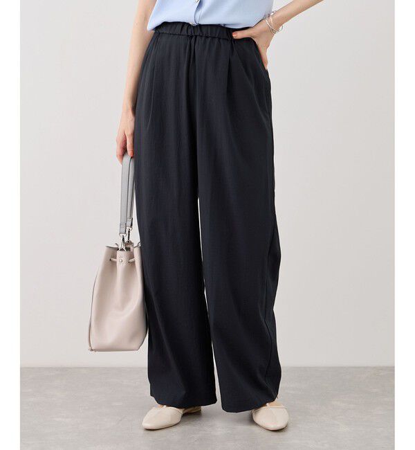 Rope&rsquo;Picnic「レーヨンナイロンイージーワイドパンツ」|チノ|ネイビー(40)